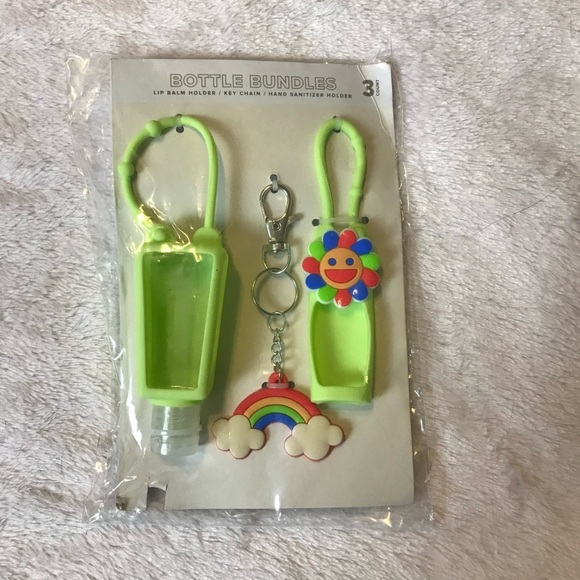 ✨✨5/$10✨✨ Rainbow Flower Lip Balm Holder Keychain Hand Sanitizer 3 Pieces Set - Picture 7 of 9